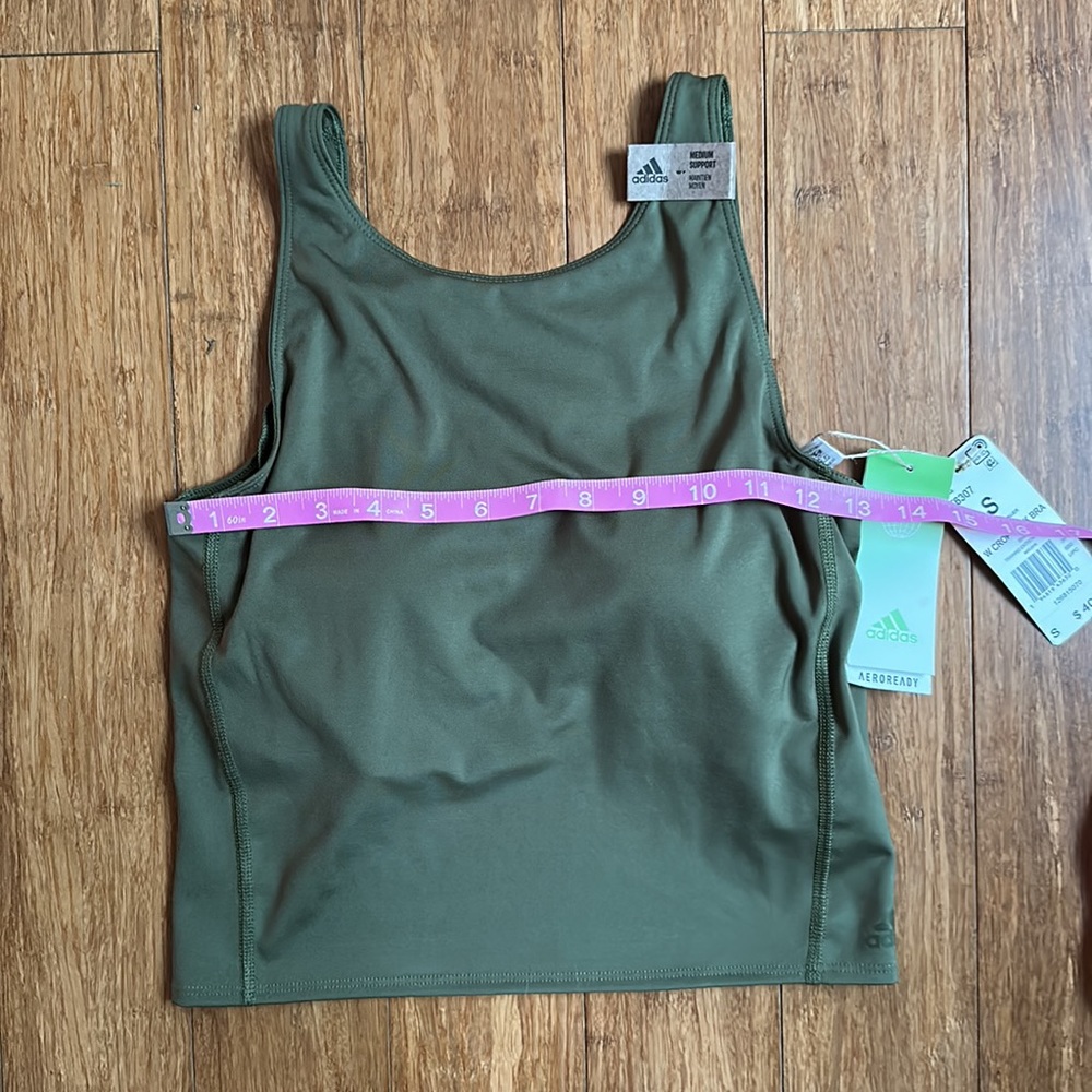 NWT Adidas Women's Crop Tank Medium Support Sports Bra Green Size Small - Picture 8 of 11